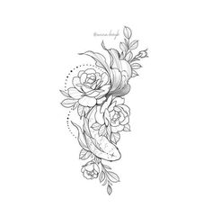 a black and white flower tattoo design