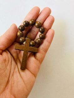 Cheap Rosary With Polished Round Beads, Pray Rosary, Finger Rosary, Decade Rosary, Wooden Beads, Rosary, Charms, Beads, 10 Things