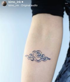 a woman's arm with a tattoo design on the left side of her leg