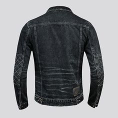 Bring city style to life with 2023 Autumn-Winter Collection's Laid-back Men's Denim Jacket! This timeless trucker jacket features contrast-stitching. black buttons. and a denim exterior that will make you stand out among the crowd. Whether you're looking to add a touch of class to your daily ensemble. or express your unique sense of style. this jacket is the perfect addition to your wardrobe.Why this Street Men's Denim Jacket is a Must-Have: Trucker Style: Show off your streetwear style with thi Black Cotton Biker Jacket For Winter, Black Cotton Denim Jacket For Urban Adventures, Black Denim Biker Jacket With Long Sleeves, Black Denim Biker Jacket For Streetwear, Urban Denim Biker Jacket For Winter, Fitted Black Washed Outerwear, Winter Denim Jacket With Contrast Stitching, Fitted Washed Black Denim Jacket For Winter, Fitted Biker Denim Jacket For Winter