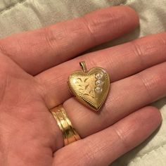 Beautiful Vintage Solid 14k Yellow, Gold Diamond Heart Locket. Has Minor Normal Wear From Its Age As Shown In Photos But Works Perfectly. Clasp On Works Great And Holds Shut. Perfect Peace To Put Photos Of Loved Ones In. Box Included With Purchase. Vintage Heart Locket, Gold Locket Necklace, Vintage Locket, Perfect Peace, Heart Locket Necklace, Vintage Lockets, Gold Locket, Vintage Heart, Heart Locket