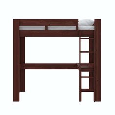 Davian Wood Loft Bed with Desk - Deep Walnut - Twin Modern Kids Beds, Kids Loft Bed, Kid's Bed, Convertible Bunk Beds, Wood Loft Bed, Loft Bed With Desk, Kids Loft, Bed With Desk, Kids Loft Beds