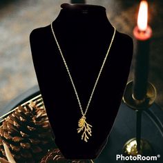 Gold Pinecone Branch & Pinecone Pendant Chain Necklace. This Is 18" In Length Plus Has An Extender For Longer Length. Very Pretty & Detailed. Lead & Nickel Free. Brand New & Packaged. Pinecone Pendant, Pine Cones, Womens Jewelry Necklace, Gold Jewelry, Chain Necklace, Jewelry Necklaces, Women Jewelry, Chain, Pendant