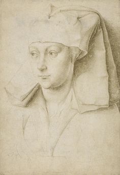 a drawing of a woman with a hat on her head, looking off to the side