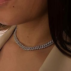 OCTOBER PROMO! A Free Heart Baguette Pendant is now included! This luxurious 8mm one-row cuban link necklace showcases sparkling VVS quality, masterfully prong set. Featuring a classic design, this gorgeous necklace makes a perfect gift for any occasion. *Diamond Tester Approved* Clarity: VVS; Color Grade: D-F; Cut: Excellent; Carat weight: Approx. 9-10 carats based on 16" length; Center Stone: VVS Lab-Grown (moissanite); Gram weight: Approx. 50 grams *Diamond Tester Approved* Female Cuban Link Chain, Dimond Neckless Jewelry Latest, Baguette Pendant, Diamond Chain Necklace, Cuban Link Necklace, Silver Diamond Necklace, Diamond Tester, August 1st, Cuban Link Chain