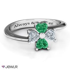 Four gorgeous 4mm hearts are arranged in a Clover leaf pattern to give a brilliant display of color and dazzle. Make a classic or bold design with your own unique combination of Swarovski Zirconia and Birthstones. Optionally engrave the inside of the ring with your own special message. Marvel Jewelry, Clover Ring, Celtic Wedding Rings, Mother Rings, Silver Prices, Key Pendant, Gold Price, Bold Design, Sterling Silver Heart