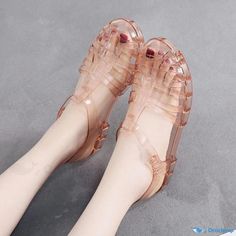 Orcajump - Princess-style Low-Heeled Transparent Jelly Sandals for Women, Offering Slip-Resistant and Waterproof Features Plastic Shoes, Shoe Sole, Jelly Sandals, Princess Style, Sandals For Women, Low Heels, Jelly, Womens Sandals, Sandals