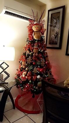 a decorated christmas tree in a living room