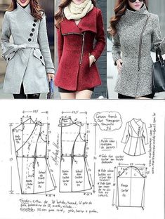 Pola Jaket, Sewing Coat, Mode Mantel, Coat Pattern Sewing, Sewing Dress, Sewing Clothes Women, Costura Diy