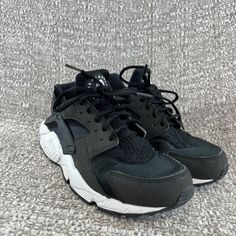 Description:  Nike Air Huarache Run Black White Women's 634835-006 Running Shoes Size 8.5 Condition:  Used – Good Condition.  No rips or tears. No box.  Item has some wear as they have been worn (see pictures).  Reach out with any questions!  Please see pictures for additional details.  The item pictured is the item you will receive.  Size: Women's US 8.5 Color:  Black, White Shipping- Item ships within one business day via standard and expedited shipping. Returns- We offer free 60 day return on Black Low-top Sports Huaraches, Black Low-top Huaraches For Sports, Sporty Black Huaraches For Streetwear, Black Low-top Huaraches For Streetwear, Cushioned Lace-up Huaraches For Streetwear, Lace-up Huaraches With Cushioned Footbed For Streetwear, Nike Huaraches With Round Toe For Streetwear, Streetwear Huaraches With Cushioned Footbed And Round Toe, Round Toe Huaraches With Laces For Streetwear