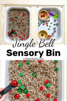 jingle bell sensory bin Winter Preschool Activities, Sensory Activity For Toddlers, Winter Sensory Bin, Kids Sensory Activities, Christmas Sensory, Christmas Activities For Toddlers, Toddler Sensory Bins, Winter Activities Preschool, Activity For Toddlers