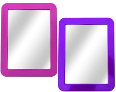 two purple mirrors sitting next to each other