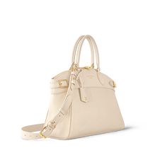 LOUIS VUITTON® - Vendôme Mm - Cream Lv Handbags White, White Bag Louis Vuitton, Louis Vuitton Handbag White, Louis Vuitton Bag Cream, Farfetch Louis Vuitton Bag, Lock It, Trunk Bag, Monogram Bag, Leather Denim