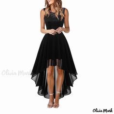 Olivia Mark - Womens Bodycon Sleeveless Dress with Bow Belted Waist, Lace Chiffon Patchwork and Irregular Hemline Long Chiffon Skirt, Sleeveless Chiffon Dress, Robes D'occasion, Cocktail Dress Vintage, Chiffon Evening Dresses, Chiffon Fashion, Floral Lace Dress, Vestidos Vintage, Dinner Dress