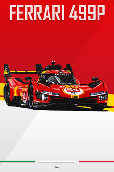 the ferrari 459p race car is shown in red and yellow