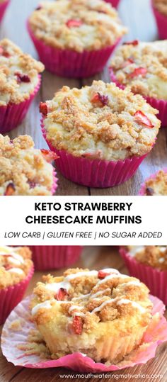 keto strawberry cheesecake muffins with low carb gluten free and no sugar added