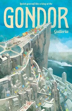 a book cover with an image of a city on top of a cliff and the words gondor written below it