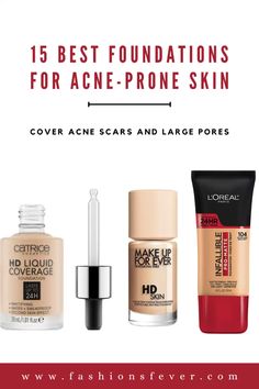 15 Best Foundations For Acne Prone Skin. With acne-prone skin, you require a full coverage foundation that covers up or blurs all the acne scars, blemishes without making your skin appear cakey and which also keeps all the sheen at the bay giving you a natural look. Check out 15 best foundations which also includes drugstore foundation for acne prone skin with details, pros and cons. Acne Makeup, Acne Foundations #acne #foundation #makeup #foundationforacne #acnescars #largepores Matte Poreless Foundation