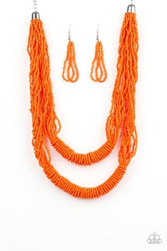 Right As RAINFOREST - Orange Seed Bead Necklace - Paparazzi Paparazzi Accessories Jewelry, Orange Necklace, Beaded Wraps, Paparazzi Accessories, Seed Bead Necklace, Paparazzi Jewelry, Necklace Earring Set, Matching Earrings, Wrap Around