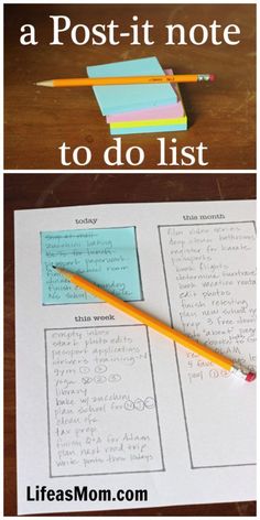 a post - it note to do list with pencils and paper