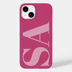 a pink iphone case with the letter s on it