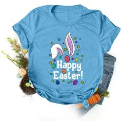 Welcome to our store  Cute DesignEaster bunny tshirts for women, easter day shirt, cute floral leopard bunny tshirt, ladies easter gift top tees, leopard print letter woman shirt, rabbit t-shirts for easter, easter clothes, woman loose fit short sleeve tshirt tops is suitable for anybody.  OccasionThis easter shirts is perfect for a lot of occasions, such as work, shopping, sports, daily life, school, active, mother's day, teacher's day and more, especially for easter, church ect.  Must-have for EasterThis cute floral bunny t shirt is the best choice gift, given as gifts to your friends, lover, mother, sisters, aunt etc, and could match with your everything favorite, create fashion looking.  Soft MaterialWomen's easter shirt is made of cotton blend, skin-firendly, comfy and stretchy, it's Bunny Print Short Sleeve Tops For Spring, Short Sleeve Tops With Bunny Print For Spring, Casual Bunny Print Crew Neck Top, Easter Graphic Print Short Sleeve Tops, Spring Bunny Print Short Sleeve Tops, Spring Crew Neck Tops With Bunny Design, Spring Bunny Print Tops With Short Sleeves, Cute Summer Top With Bunny Design, Cute Summer Tops With Bunny Design