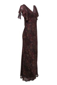 Make a stylish statement in this Lauren Ralph Lauren maxi dress! The precious paisley print in maroon, teal, and tan is perfect for an autumn event. With an elegant maxi length and romantic ruffled shoulder detail, you'll turn heads in this unique dress. Go glam with a strappy gold heel or add a pop of color with teal pumps. Size 10 100% Silk Lined Pullover V-neck Ruffled shoulder detail Maxi length Light fraying blemish at v-neckline Bust 34" Waist 30.5" Shoulder to hem 62.5" Teal Pumps, Gold Strappy Heels, Unique Dress, American Fashion Designers, Ralph Lauren Outfits, Gold Heels, Unique Dresses, Sleeveless Maxi Dress, Sophisticated Style