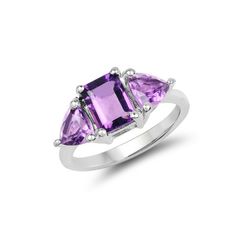 Amethyst Ring, 3 Stone Amethyst Ring, Natural Amethyst Silver Ring, Amethyst Promise Ring, Bridesmaid Gifts, February Birthstone RingFlaunt yourself with this amethyst 3 stone ring. The natural gemstones have a combined weight of 3.00  carats and are set in .925 sterling silver with rhodium plating. The purple hue of this ring adds a pop of color to any look!  The understated design and vibrant stones make this ring perfect for every occasion..925 Sterling SilverStone Details: AmethystItem Type: Ring 3 Stone, January Birthstone Rings, Blue Topaz Jewelry, Purple Amethyst Ring, 3 Stone Rings, Gemstone Engagement, Silver Gemstone Jewelry, Amethyst Jewelry, February Birth Stone