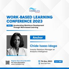 a flyer for work - based learning conference with an image of a woman's face