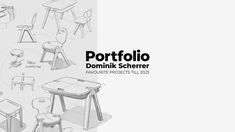 an image of a table and chairs with the words portfolio dommik scherr