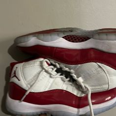 Jordan Cherry 11s,Has Nice Quality Red Synthetic Jordan Shoes With Round Toe, Red Synthetic Jordan Shoes, Red Sports Sneakers With White Laces, Red Sneakers With White Laces For Sports, Red Jordan Shoes With Rubber Sole, Red Sneakers With White Laces And Round Toe, Red Sneakers With White Laces, Red Low-top Sneakers With White Laces, Sporty Red Sneakers With White Laces