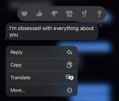 two text messages are shown in the same language, one is saying i'm obsesed with everything about you