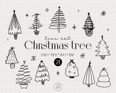 christmas tree hand drawn doodles