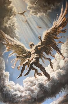 Icarus Oil Painting, Apollo Aesthetic Art, Angels Oil Painting, Ethereal Angel Art, Apollo Painting, Apollo Wallpaper, Oil Painting Angel, Angel Oil Painting, Mythology Paintings