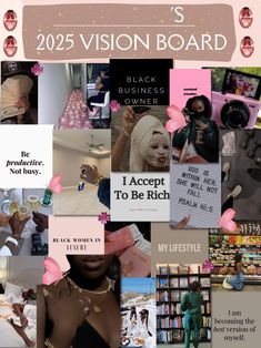 a collage of photos with the words black women's vision board on it