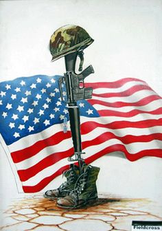 an american flag and a soldier's helmet with the words, like an army falling one by one by one by 1