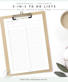 the printable to do list is next to a cup of coffee