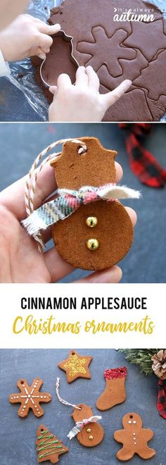 cinnamon applesauce christmas ornaments made from gingerbreads and decorated with icing