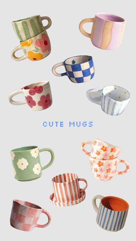 Mugs #mugs #cute #handmade #pottery Pottery Cafe, Ceramic Cafe, Diy Pottery Painting, Box Creative, Diy Workshop, Colorful Ceramics, Pottery Crafts, Diy Pottery, Ceramics Pottery Art