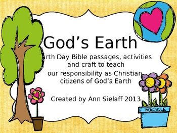 It's God's Earth Day Christian Earth Day, Earth Day Sunday School Lesson, Catholic Social Teaching, Earth Day Crafts, Word Work Activities, Sunday School Activities, Christian Education, School Activity, Bible Passages