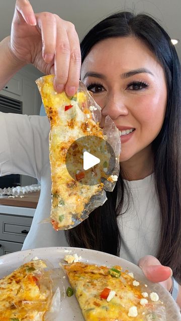 My Nguyen on Instagram: "Save my recipe for Vietnamese Breakfast Pizza in partnership with @athenosfeta! The main three components are rice paper, cheese and egg. Feta goes with everything and it’s an easy swap for other cheeses. I love the creaminess and tang it brings to my Vietnamese Pizza. Breakfast can sometimes be boring for me, but adding Feta can take boring meals to the next level. Find Atheno’s Feta at your local Grocer.  #AthenosFeta #FoodNeedsfeta" Vietnamese Breakfast Ideas, Eggs Feta Cheese Breakfast Recipes, Rice Paper Recipes Breakfast, Rice Paper Egg Breakfast, Eggs With Feta Cheese, Breakfast Spring Rolls, Rice Paper Breakfast Recipes, Easy Breakfast Ideas Videos, Egg Recipes Videos