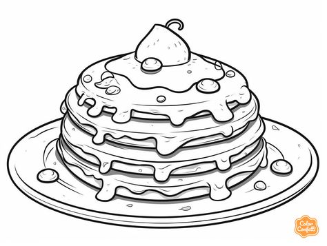 illustration of Stacked pancakes for coloring Pancake Day Colouring Pages, Pancake Pictures, Pancake Drawing, Nutella Pancakes, Pancakes And Pajamas, American Pancakes, Pancake Day, Cute Doodle Art, Coloring Book Art