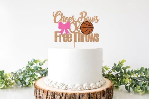 Basketball Or Bows Gender Reveal, Basketball Gender Reveal, Football Gender Reveal, Bows Gender Reveal, Gender Reveal Decor, Cricut Cake, Gender Reveal Cake Topper, Bow Gender Reveal, Cupcakes For Boys