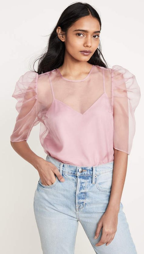 Cinq A Sept Erin Top Sheer Top Outfit, Office Outfits Women Casual, Organza Blouse, Organza Top, Office Casual Outfit, Cinq A Sept, Sheer Lace Top, Office Outfits Women, Feminine Design