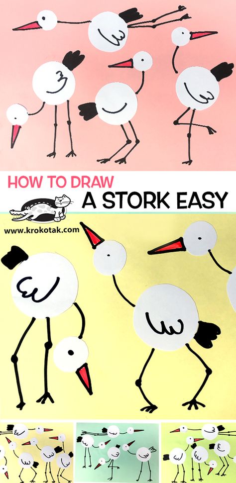 krokotak | bird Toddler Fine Motor Activities, Bird Nest Craft, Beginner Drawing Lessons, Stork Bird, City Collage, Kindergarten Art Lessons, Craft Work For Kids, Bird Crafts, Homeschool Art