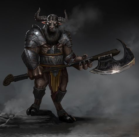 ArtStation - Minotaur, ico Minotaur Paladin, Warhammer Beastmen, Dragon Lance, Greek Monsters, Dnd Creatures, Sci Fi Character Art, Chainmail Armor, Monster Pictures, Dnd Stories