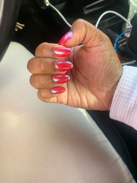 Red Nails With Chrome, Coral Chrome Nails, Red Chrome Nails, Red Chrome, Coral Nails, Long Acrylic Nails Coffin, Long Acrylic, Vacation Nails, Acrylic Nails Coffin