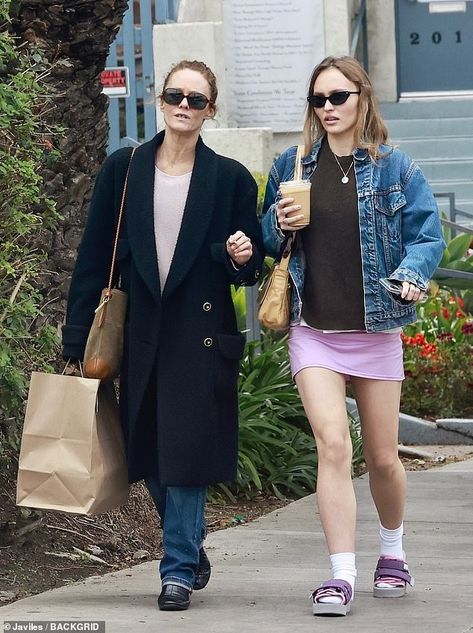 Family time: Vanessa Paradis, 49, and daughter Lily-Rose Depp, 22, enjoyed some family tim... Lily Rose Depp Vanessa Paradis, Lily Rose Depp And Vanessa Paradis, Lily Rose And Vanessa Paradis, Jonny Depp And Vanessa Paradis, Johnny Depp And Vanessa Paradis 90s, Vanessa Paradis Style, Lily Rose Depp Chanel Sunglasses The Idol, Lavender Skirt, Lily Depp