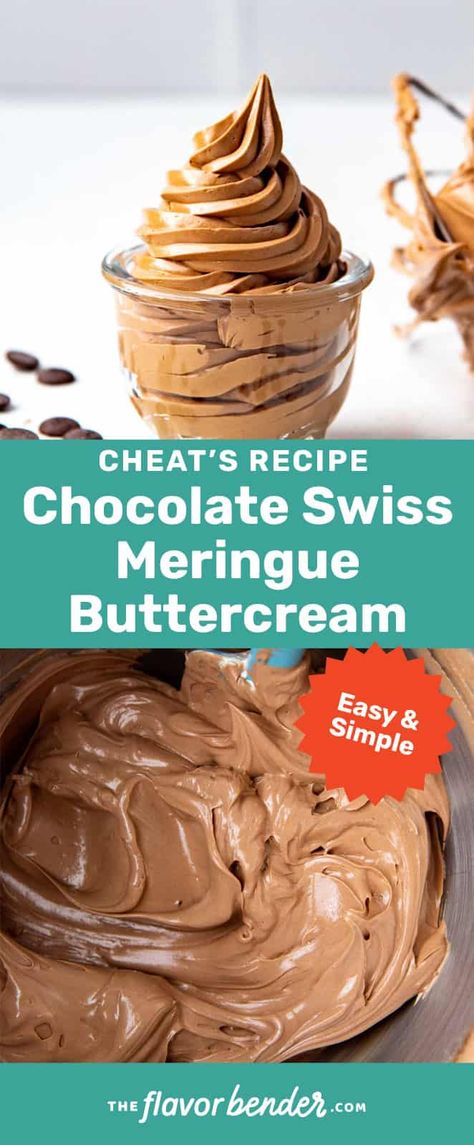 Faux Swiss Meringue Buttercream, Cakes Fancy, Baking Corner, Chocolate Swiss Meringue Buttercream, Coffee Desserts, Meringue Frosting, Chocolate Meringue, Chocolate Frosting Recipes, Birthday Cake Decorating Ideas