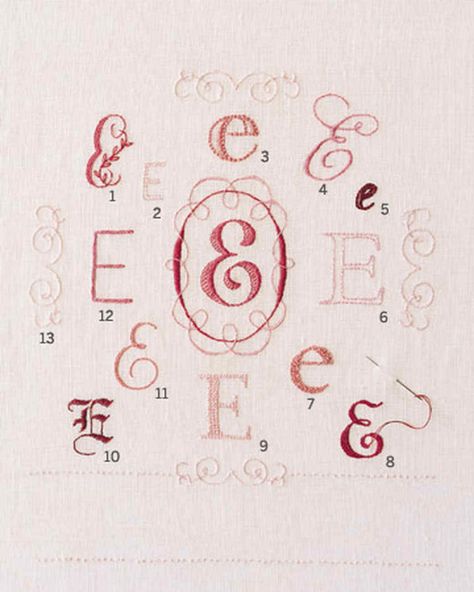 Embroidery How-To | Martha Stewart Typography Book, Embroidery Letter, Basic Embroidery Stitches, Embroidery Tutorial, Embroidery Letters, Embroidery Monogram, Thread Painting, House Things, Personalized Embroidery